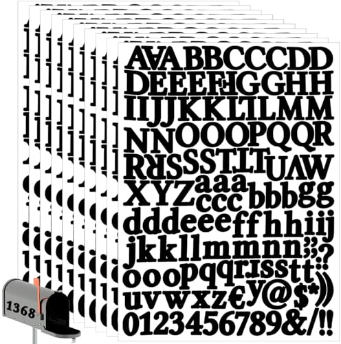 ktxaby 810 Stück 10 Blätter Buchstaben Aufkleber Schwarz Zahlen Sticker Selbstklebend Vinyl Satzzeichen Wasserfest Klebebuchstaben Alphabet Aufkleber for Briefkasten tür Schilder Basteln