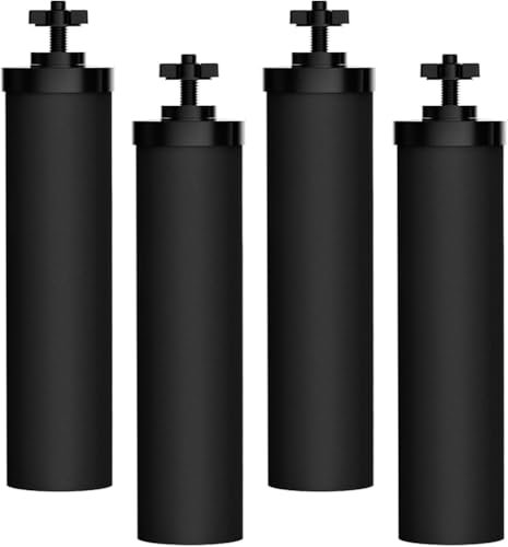 Filterlogic Lot de 4 filtres à eau certifiés NSF/ANSI 372, remplacement pour éléments de purification noirs Berkey® BB9-2® et système de filtre par gravité Berkey®, système d'alimentation par gravité