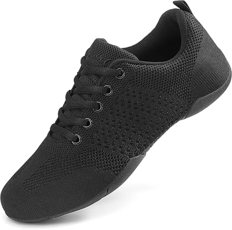 Kvwqoty Atmungsaktive Cheerleading Schuhe für Mädchen Damen Schwarz | Mesh‑Material Turn und Tanz‑Sneaker für Outdoor und Fitness Training