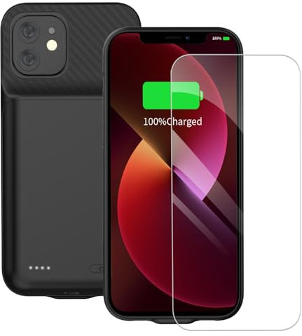 YISHDA Funda con batería para iPhone 13/14/13 Pro, 13800 mAh, nueva funda de batería recargable portátil, compatible con iPhone 13/14/13 Pro (6.1 pulgadas) con protector de pantalla, color negro
