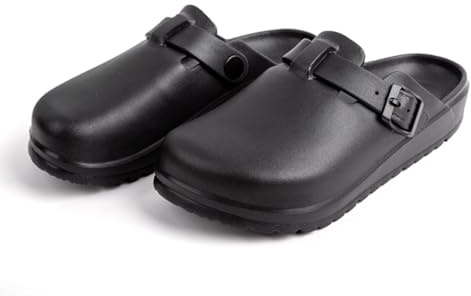 YUKTOPA Damtofflor – bekväma trädgårdsskor med tryckdesign, halkfria strandsandaler lätta tofflor vattentäta arbets- och skötselskor, svart, 40 EU