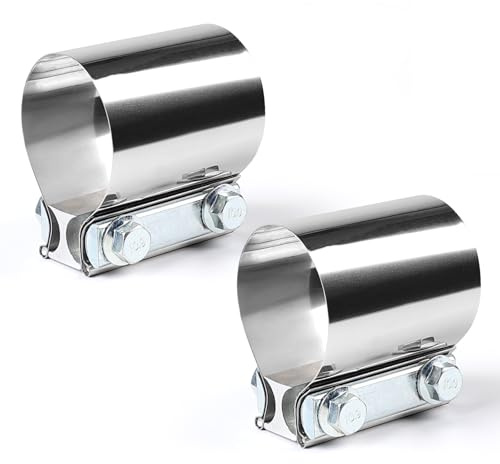 LALAGO 2Pcs Abrazadera de Tubo de Escape Ø51 mm, Abrazadera de Banda de Escape, Conector de Tubo de Escape, Abrazadera Universal de Escape (Ø 51mm / L: 76,2mm)