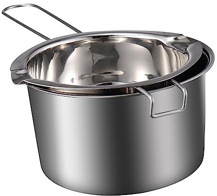 BESTYASH 1 Set Double Boiler Pot Wax Melting Pot with Ergonomic Handle Stainless Steel Candy Warmer Boiler for Chocolate Butter Soap Induction Compatible Comfortable to Use