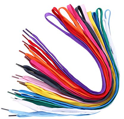 DEARMAMY 12 par Färgade Skosnören Multipack Flat Shoelaces i Assorterade Färger för Sneakers Sportskor Stövlar Skridskor Hållbara