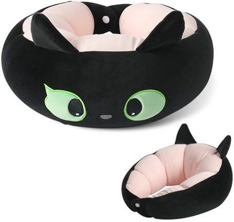 BEKKLPOU Oreiller en Forme De U De Dessin Animé, Coussin Repose De Cou en Forme U Oreiller, Transformable Convient pour IA Maison, Ie Bureau Et Les Voyages (Rose)