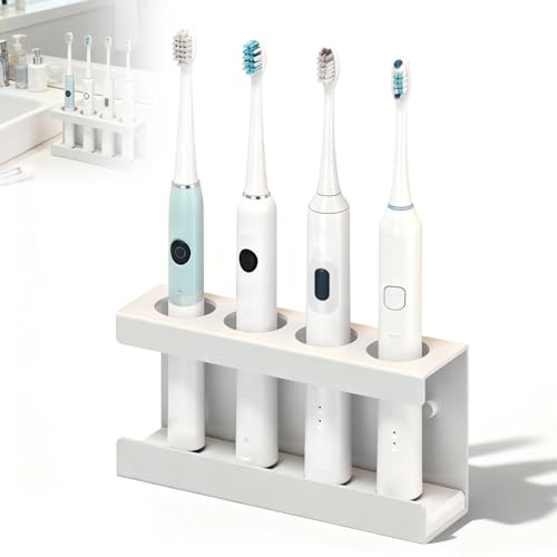 Tooth Brush Holder Electric Toothbrush Holder Wall Mounted 4 Hole Tooth Brush Organiser No Drilling Toothbrushes Holders with Water Absorption Base