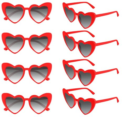 Morcheiong Lot de 8/16 paires de lunettes de soleil en forme de cœur UV400 - En forme de cœur - Pour femme - Pour mariage, demoiselle d'honneur, cadeau de fête