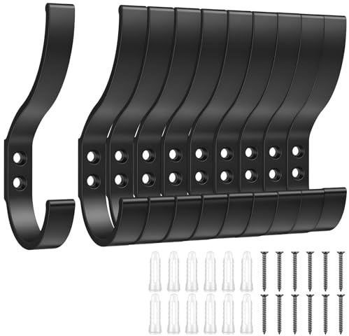 Dntorx 10 Stück Garderobenhaken, Kleiderhaken Wand Haken Für Akustikpaneele | Aluminiumlegierung, Rostbeständig, Bis 15 Kg, Glatte Kanten, Inklusive Schrauben, Für Flur Küche Wohnzimmer Kleidung Handtuch