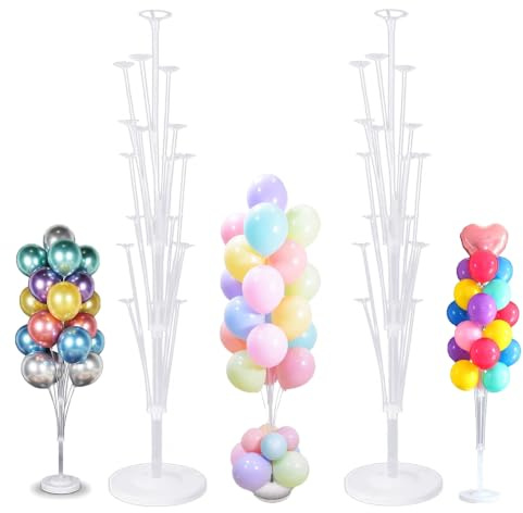 Lot de 2 Supports Ballon 160 cm, Support Ballon Anniversaire avec Socle Remplissable d’Eau, Arbre à Ballon Réutilisable pour Mariage, Fête et Décoration