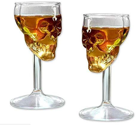 Kreative Weingläser in Totenkopf-Form, für Wein, Cocktails, Whisky, Champagner, 75 ml, 2 Stück