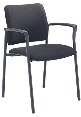 Office Hippo Heavy Duty Meeting Chair, Versatile & Robust Stackable Office Chair, Desk Chair With Strong Frame & Upholstered Durable Cushion, Hard Wearing Conference Chair - Arm Chair, Black Fabric