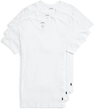 Polo Ralph Lauren Underwear Men's 3 Pack Slim Fit Crew Tee, White, S