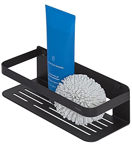 Tiger Caddy Duschkorb Rechteck klein, Duschablage aus Edelstahl, Duschregal für kleine Duschkabinen, Edelstahl, Farbe: Schwarz