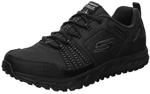 Skechers Herren Escape Plan Sneaker, Black Black Leather Mesh Trim Bbk, 46 EU