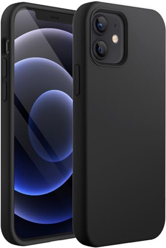 JETech Silicone Case for iPhone 6.1-Inch (12, 12 Pro), Silky-Soft Touch Full-Body Protective Case, Shockproof Cover with Microfiber Lining, Black