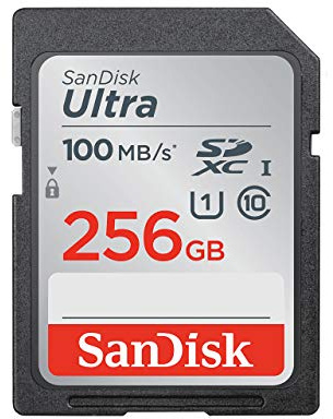 SanDisk Ultra 256Go SDHC Carte mémoire allant jusqu'à 100MB/s, Class 10 UHS-I