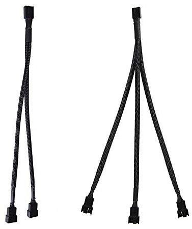 Litorange 2 Stück 4-poliger PWM Lüfter-Splitterkabel, Y-Splitter 1 auf 2 Konverter + 1 auf 3 Konverter für Computer PC Lüfter Stromkabel