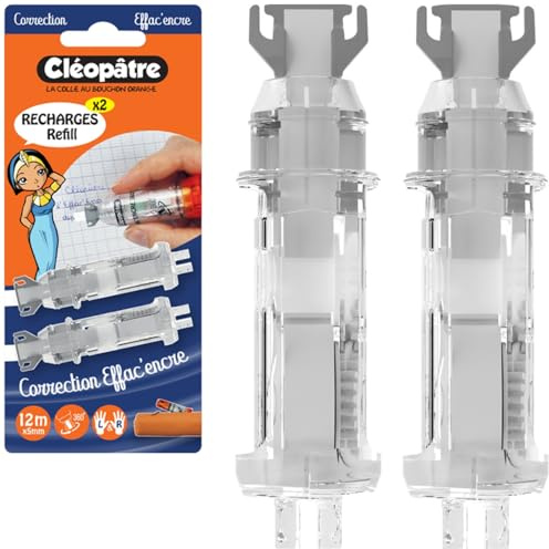 CLÉOPÂTRE - Lot de 2 Recharges Refill Pour Effac'Encre 360° - Idéal Pour L’Ecole et Le Bureau – Correction – Correcteur – Rentrée des classes – Ruban correcteur