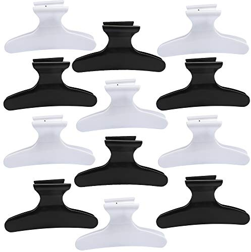 BAHABY Hair Clips for Styling Sectioning 12 Pack Black White Butterfly Clamps Hair Claw Clips Pro Salon Hair Clips for Styling, Sectioning, Cutting and Coloring