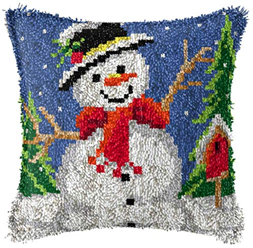 SKTWOE DIY Knüpfkissen Weihnachten Kissenbezug Knüpfen Bastelset Erwachsene Latch Hook Kit 43X43cm(17X17 Inch),B
