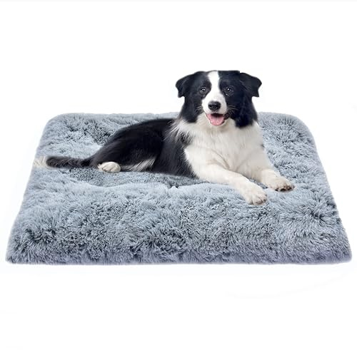 DEBANG HOME Panier pour Chien de Taille Moyenne, Coussin Lavable, adapté aux niches, Tissu Peluche Doux, Base antidérapante, Tapis Matelas résistant à la Pression.Gris（90X60CM