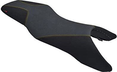 Moto Discovery Funda de Asiento Compatible con Honda CBR600 F4 / F4i 1999-2006 Negra/Gris con Costuras Amarillas (B)