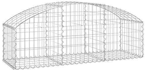 vidaXL Arched Gabion Basket Cage Mesh Wire Stone Basket Outdoor Spiral Retaining Wall Planter Garden 150x50x40/60 cm Galvanised Iron