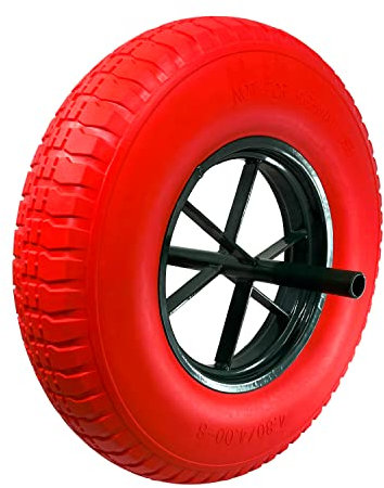 KELI - Roue Increvable, Diamètre 400mm, Axe 20mm, Charge Max. 250KG (550 lbs), Ultra Résistante, Idéal pour Brouette (Rouge)