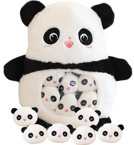Niedlicher Panda Plüschtier Plüschpuppe, eine Tüte Tier Snack Kissen Plüsch Panda Abnehmbare Panda Plüsch Sets Geschenke für Kinder(Panda)