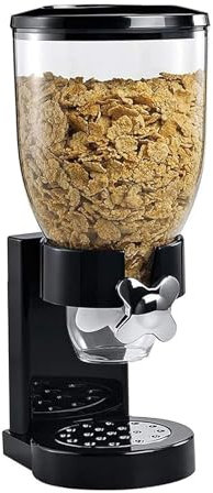PIKETU Dispensador de caramelos, dispensador de cereales secos para cocina, dispensador de cereales para encimera, control único de plástico, para almacenar granos de café,Negro,14 * 16 * 35cm