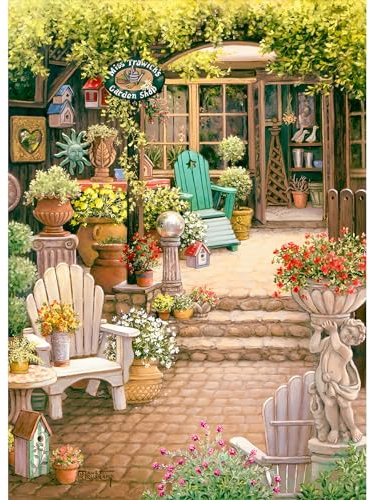 DPHERO 5D Diamond Painting Innenhof Diamant Painting Bilder Blumen Diamond Kunst Erwachsene Jahrgang Diamond Painting Bilder Diamant Bilder Kinder DIY Cross Stickerei Malerei Kits Wand Dekor 30x40cm