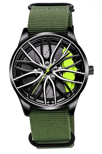 ROSSOM Hommes Montre Hommes Sport Montres mâle évider Conception Montre Nylon Militaire analogique Quartz Montre pour BMW Roue étrier Hommes Montres
