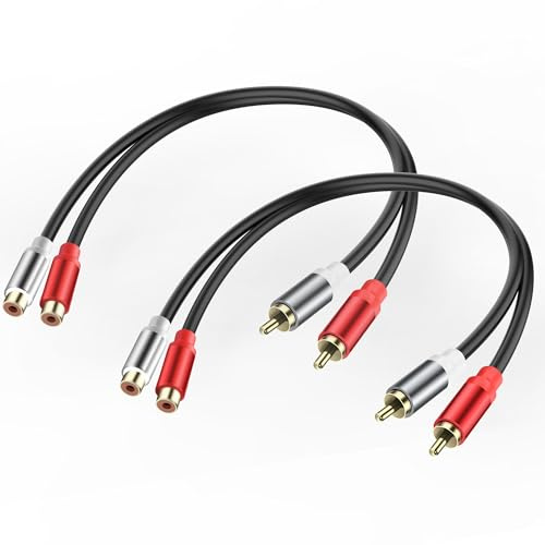 JSADZJK 2 RCA-Adapterkabel 2 RCA-Männlich auf 2 RCA-Weiblich Stereo-Audiokabel vergoldet 2 RCA rot/weiß Männlich Weiblich Stecker verlängern Video-Audio-Subwoofer-Audiokabel 0.98Ft