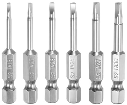 sourcing map Juego de 6 puntas de destornillador triangulares magnéticas TA18 TA20 TA23 TA25 TA27 TA30 de 50 mm de longitud, vástago hexagonal de 1/4 pulgadas