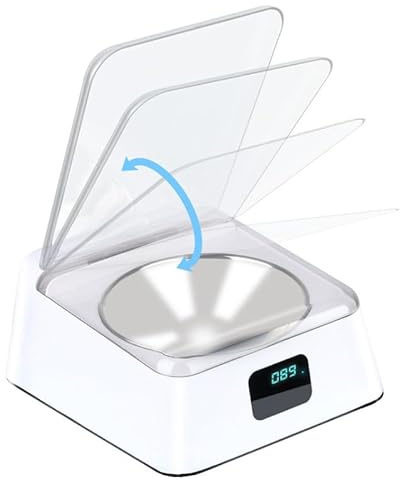 Denash Automatisch öffnender Deckel für Katzen, Öffnet Sich automatisch bei Annäherung, Leicht zu Reinigen, Infrarot-Sensor, Multifunktional katzenfutter automat für Katzen Hund
