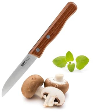 GEFU Gemüsemesser HÜMMEKEN - 8 cm Klinge aus Deutschem Stahl & Walnussholz | Handliches Schälmesser zum Putzen von Obst und Gemüse, Ergonomischer Griff aus Holz, Präziser Schnitt, 17,7 cm Gesamtlänge