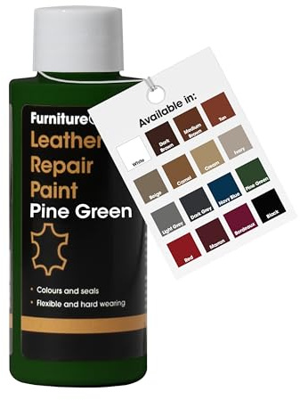 Furniture Clinic Leather Repair Paint & Dye | Self Seal Colourant for Quick and Easy Leather Repair | Suitable for Sofas, Car Seat, Shoes, Handbag, and More - Pine Green,