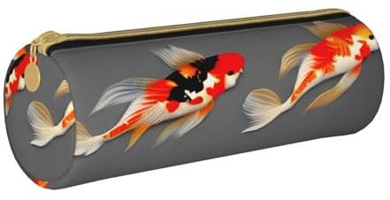 BKDODKS Traditionell Koi Karp Med Fläcktryck Vuxna Läder Pennfodral Väska Män Kvinnor Pennpåse Med Dragkedja Lätt, Vit, En Storlek, Vit, One size