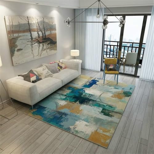 AITROMNI Rugs, Pads & Protectors Auslegware Teppichboden grau grün Farbe Schema Schlafzimmer Matte Haushalt Nachttisch Teppich pflegeleicht Antirutsch 180X270CM