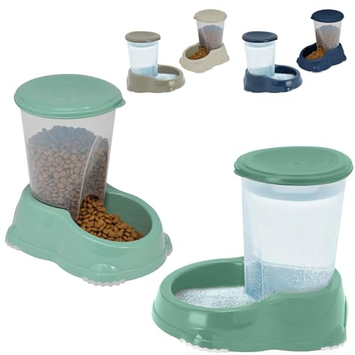 CAT CENTRE Smarty Snacker & Sipper 1.5L Gravity Pet Dispenser, Green | Automatic gravity dry food & water dispenser, pet drinking feeder, cats, dogs, rabbits, small animals, kittens