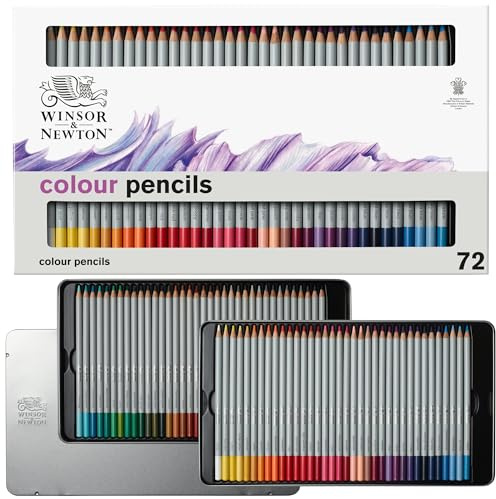 Winsor & Newton 2090006 Studio Collection Färgpennor Set - 72 livfulla färger i en metalllåda, splitterfri, mjuk färgsläppning, färgpennor för vuxna och artister