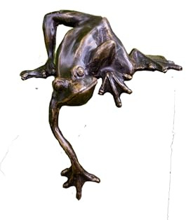 Generisch Bronze-Skulptur Frosch | Kantenkletterer | 8x12x13cm | Tierfigur aus Bronze handgefertigt