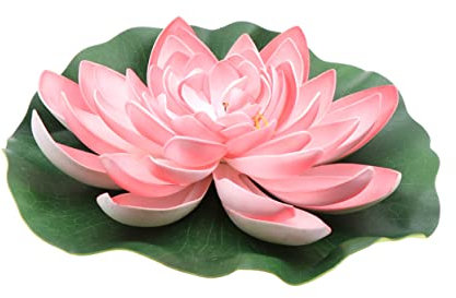 GOOHOCHY Künstliche Seerose Aus Eva 28cm Schwimmende Lotusblume Teichdeko Wasserpflanze Rosa Simulation