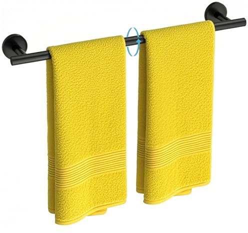 JUSTHERE Toallero de baño, negro mate, toallero de 24 pulgadas para baño, barra de toalla de acero inoxidable SUS304 para pared de baño, soporte de toalla resistente, accesorios de baño