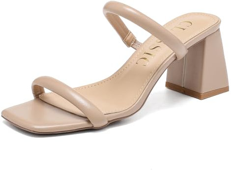 Pantoletten Damen mit Absatz Bequem - Elegante Mules Sandalen Schlappen Sandaletten Leichter Quadratischer Blockabsatz Offener Zehenbereich Rutschfest Sommerschuhe