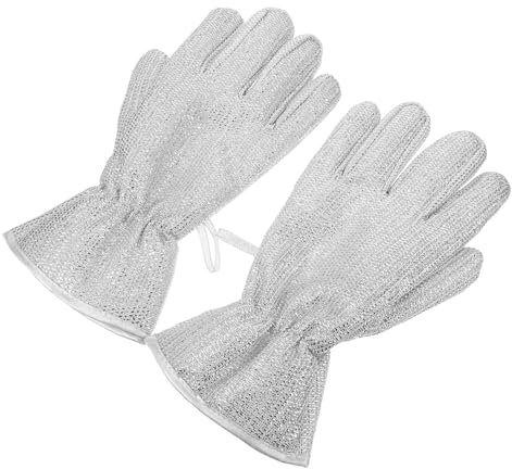 MOLUCKFU Wire Dishwashing Gloves Medium Size Heat-resistant Reusable Cleaning Gloves with Steel Fiber for Kitchen Dish Washing and Oil Stain Removal