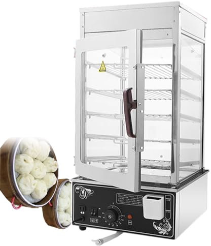 WOTZOV Vaporiera elettrica per panini, vetrina per cibi Caldi, vaporiera per Cucina Commerciale con Serbatoio di Livello dell'Acqua, Macchina per panini al Vapore per Snack Bar