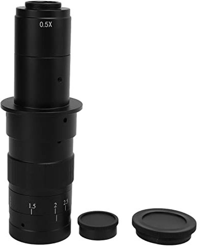 180X Zoom Microscope Camera Lens, C Mount Industrial Video Camera Lens, Alloy Material with Adjustable Magnification for VGA USB Applications