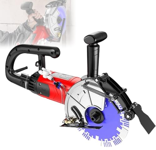 Rozadora de pared eléctrica de mano, 2800 W de alta potencia, 8000 r/min, profundidad de corte ajustable de 1 a 7 cm, con protección de 140° y doble salida de agua para cortes precisos de mármol, gr