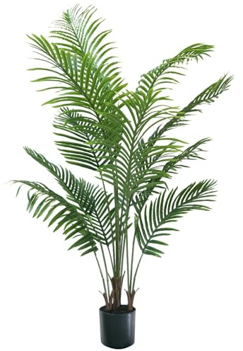 5FT Artificial Palm Tree - Faux Tree Tropical Plant Indoor Outdoor, UV-Resistant Tall Artificial Plants, Large Fake Palm Tree for Home Office Living Room Decor